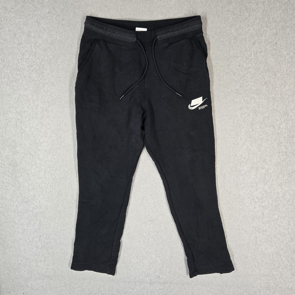 Nike Men Activewear Pants M Black Sweatpants Fleece Tearaway Snap